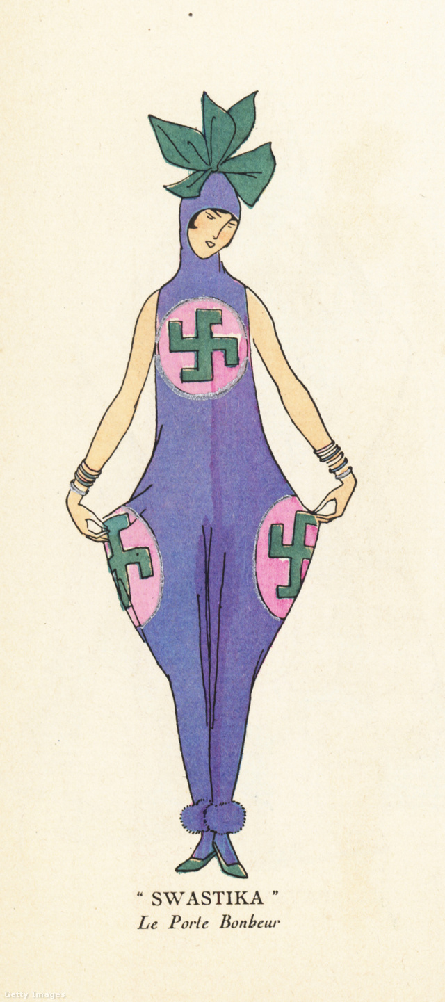 1925-ben a francia luxussal foglalkozó Art Gout Beaute magazin még szerencsét hozó szimbólumként emlegette a ruhán látható szvasztikát.