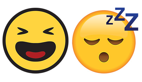 A kutatás szerint leginkább megosztó (balra) és a leginkább egyértelmű emoji