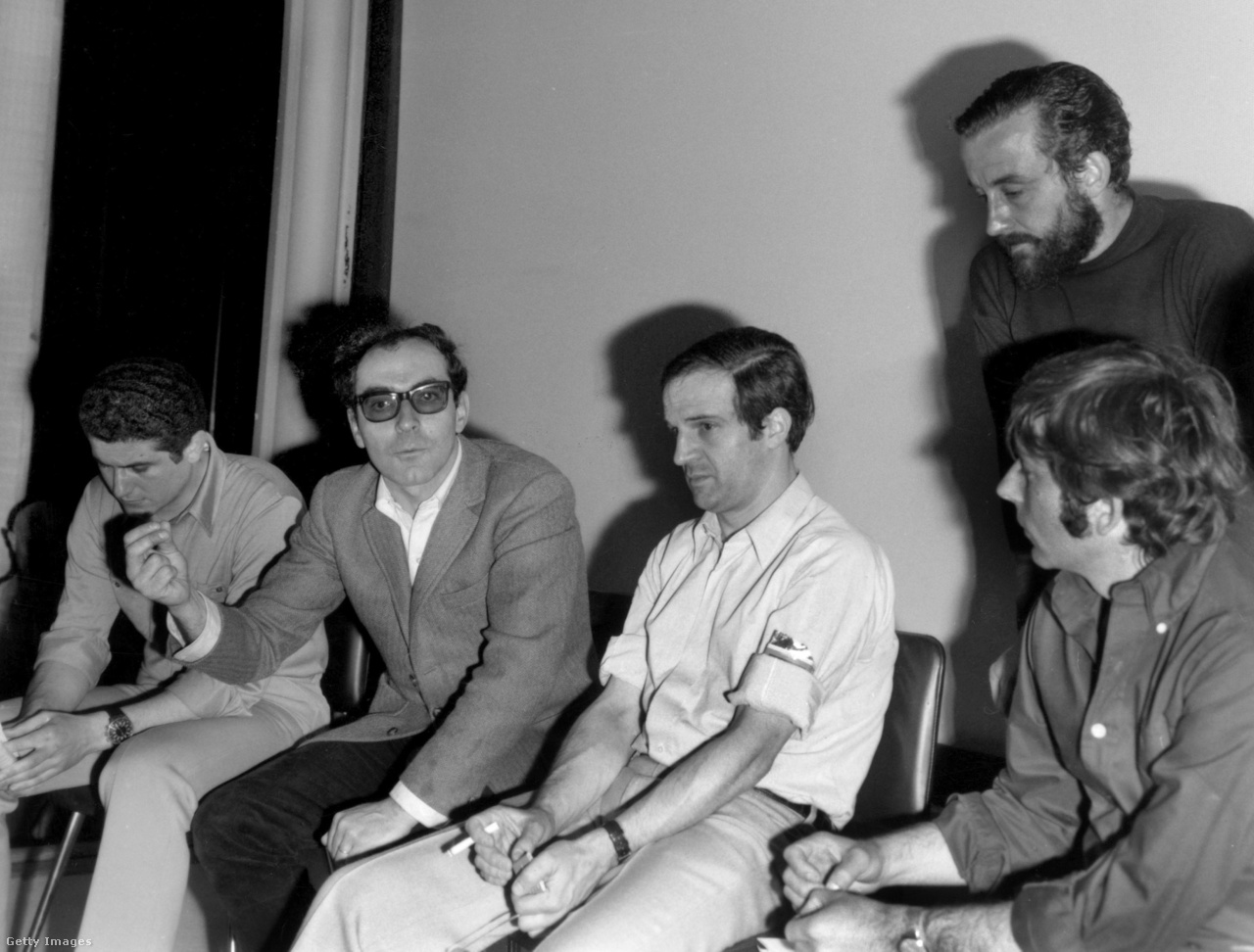 A sztrájkoló rendezők: Claude Lelouch, Jean-Luc Godard, Francois Truffaut, Roman Polanski és Louis Malle
