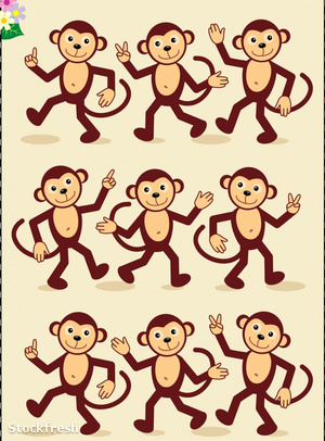 stockfresh 283815 visual-puzzle---spot-mirror-images---monkeys-w