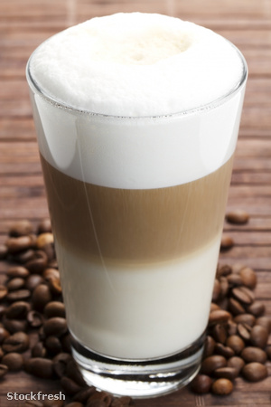 stockfresh 531574 latte-macchiato-with-coffee-beans sizeM