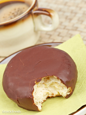 stockfresh 204891 delicious-chocolate-donut-with-coffee sizeM