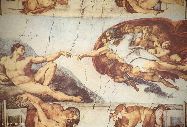 Az Ádám teremtése a mennyezeti freskó középső darabja