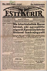 Az Esti Kurír 1938. április 9-i címlapja