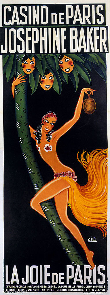 Egy Josephine Baker fellépését hirdető párizsi plakát