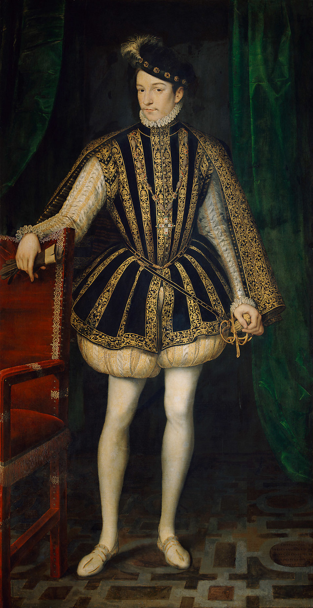 Férfiak harisnyában. IX. Károly francia király François Clouet festményén