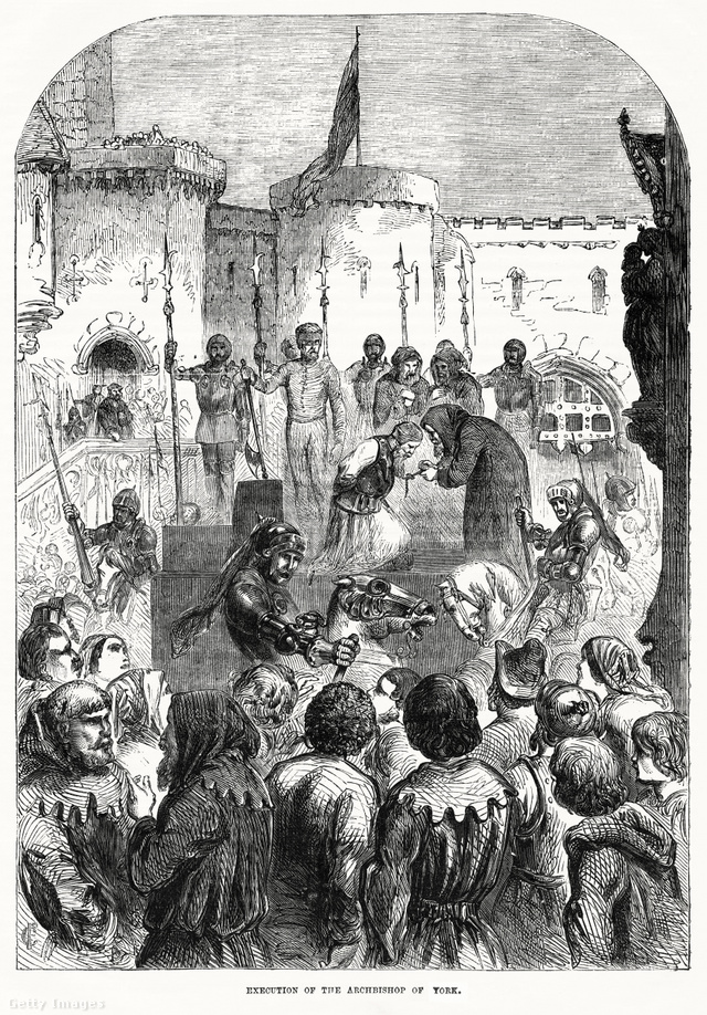 Nyilvános kivégzés a középkori Angliában.
