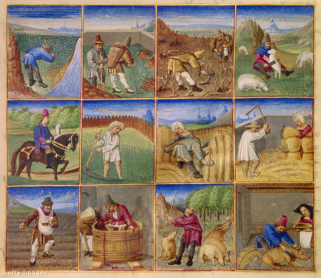 Az év különböző szakában végzett munkák (középkori angol ábrázolás).