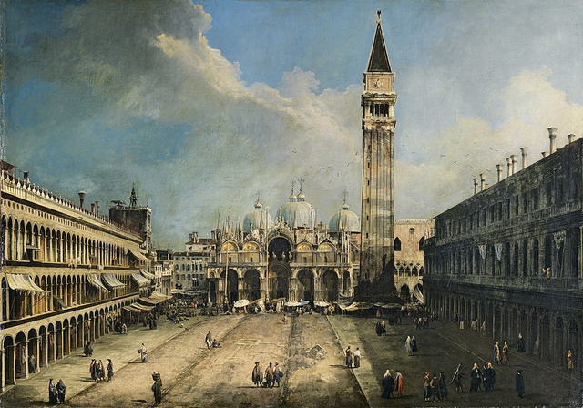 A velencei Szent Márk tér Vivaldi korában Canaletto festményén