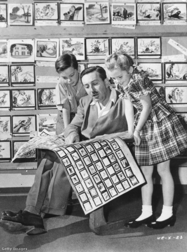 Bobby Driscoll és Luana Patten Walt Disney társaságában, 1946-ban
