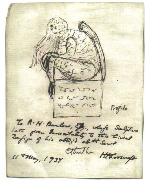 Cthulhu, az ősi istenség Lovecraft rajzán