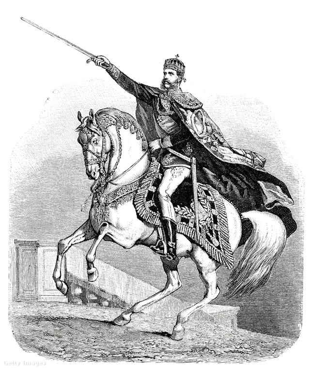 Ferenc József osztrák császár és magyar király, fején a Szent Koronával