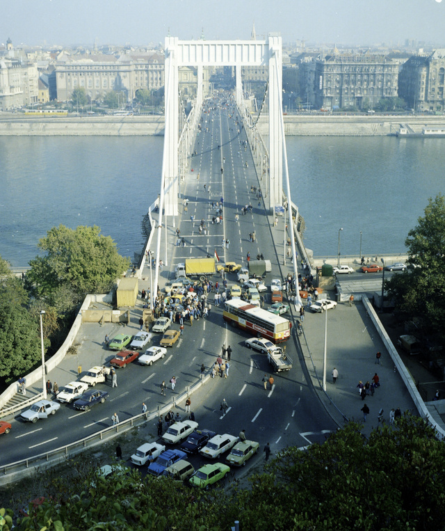 Az Erzsébet híd a taxisblokád idején