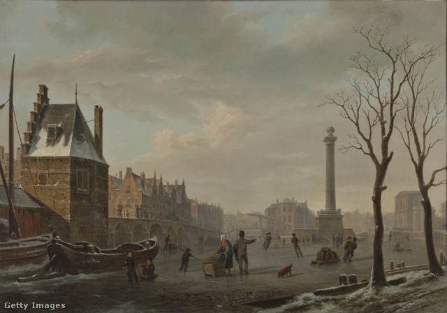 Rotterdam főcsatornája is befagyott Bartholomeus J. van Hove festményének tanúsága szerint
