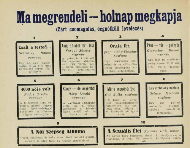 Az erotikus könyveket újságból is megrendelhették az érdeklődők