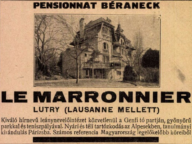 A Le Marronnier leánynevelő intézet hirdetése