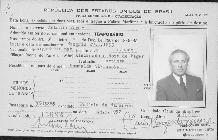 Páger Antal itt már argentin állampolgárként fordult a brazil konzulátushoz