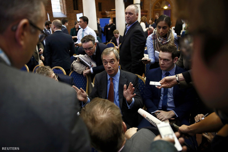 Nigel Farage a kilépésért kampányoló UKIP vezetője az 'Itt az idő elhagyni az EU-t' konferencián