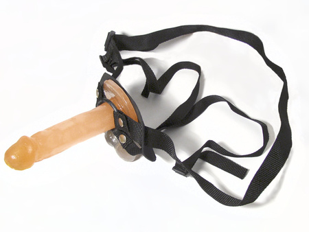 3-strap harness with orange dildo 01