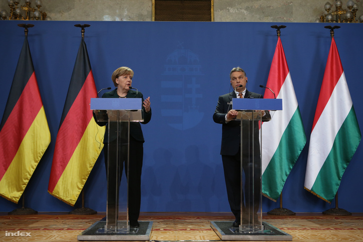 Angela Merkel és Orbán Viktor közös sajtótájékoztatója Budapesten, 2015. február 2-án.