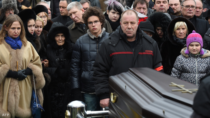 Dina Eidman, Nyemcov édesanyja fia temetésén Moszkvában, 2015. március 3-án.