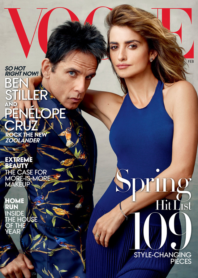 Penelope Cruz és Ben Stiller a Vogue februári címlaplányai.