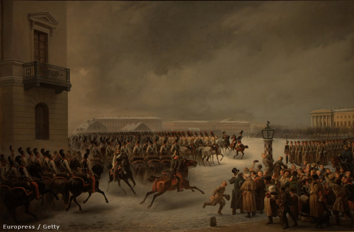 A dekábristák felkelése a Szenátus téren, Szentpéterváron 1825-ben