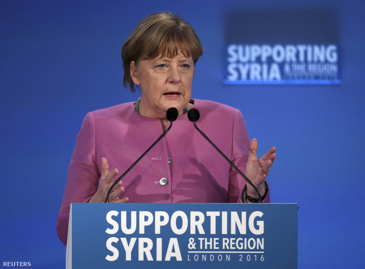 Angela Merkel a londoni konferencián, 2016. február 4-én