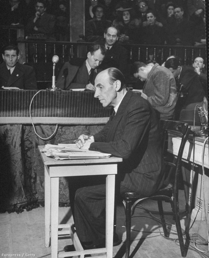 Imrédy Béla 1946 februárjában a bírósági tárgyalásán.