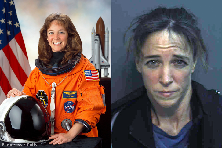 Lisa Nowak a NASA hivatalos tablóképén, és a floridai börtön nyilvántartásában