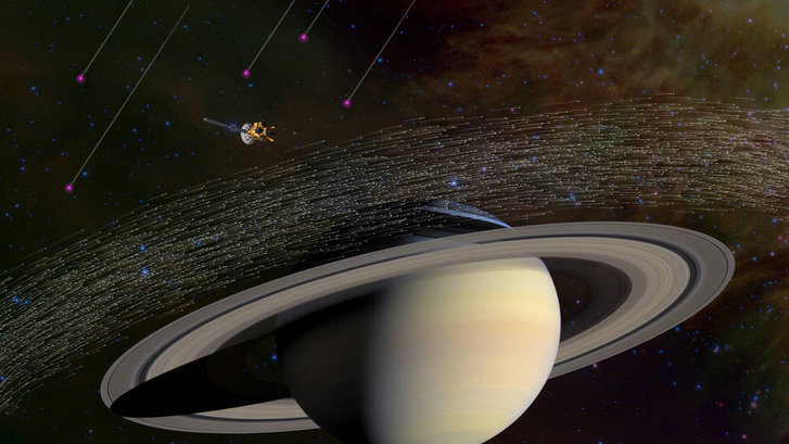 Fantáziarajz a Szaturnusz rendszerében keringő Cassini-űrszondáról