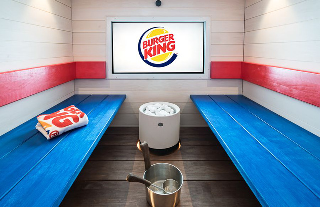 Burger King logós szauna Helsinkiben.