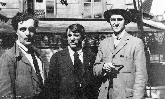 Modigliani, Picasso és André Salmon 1916-ban