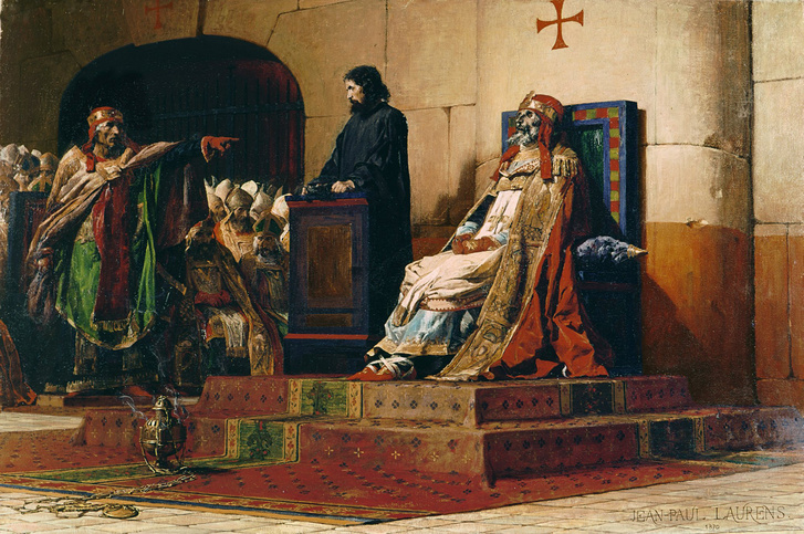 Jean-Paul Laurens festménye a hullazsinatról (1870). VI. (VII.) István pápa vádolja a trónon ülő Formosus hulláját, akit teljes főpapi ornátusba öltöztettek.
