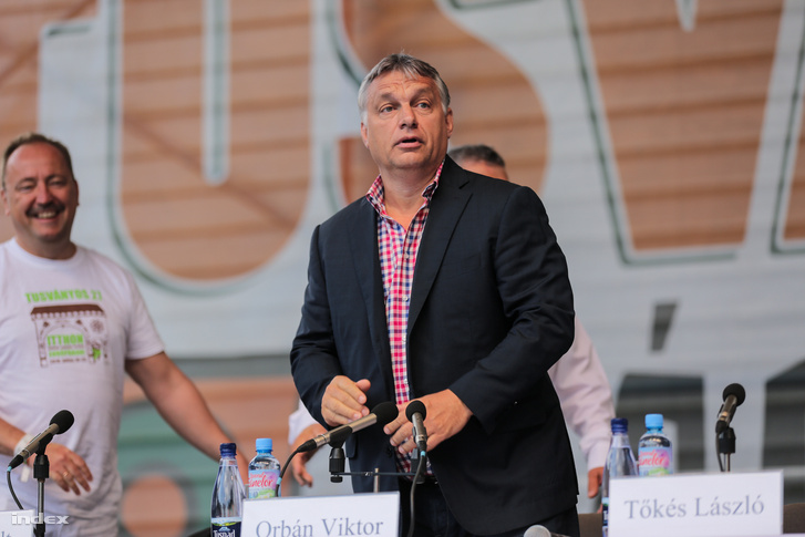 Orbán Viktor a 27. Bálványosi Nyári Szabadegyetem és Diáktáborban az erdélyi Tusnádfürdőn 2016. július 23-án.