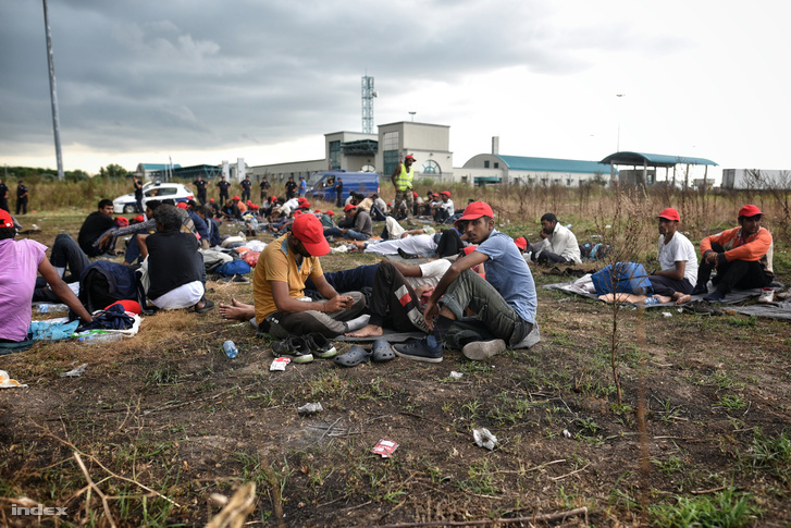Éhségsztrájkot folytató menekültek Horgosnál, 2016. július 26-án.