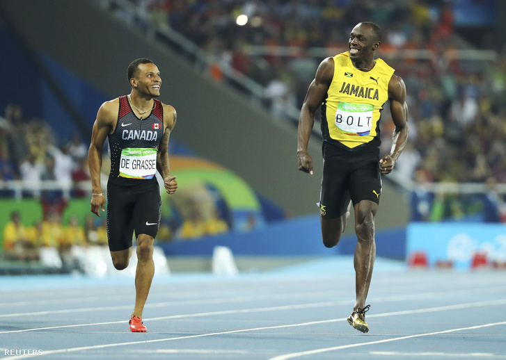 De Grasse és Bolt a célban