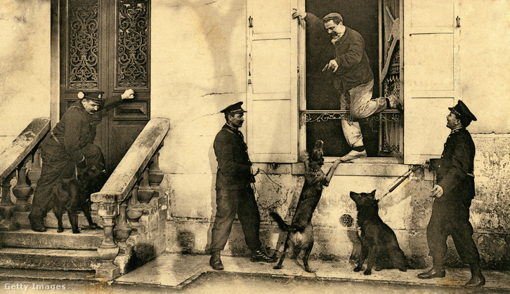 Rendőrkutyák kiképzése Asnières-sur-Seine településen, Franciaországban, az 1910-es években