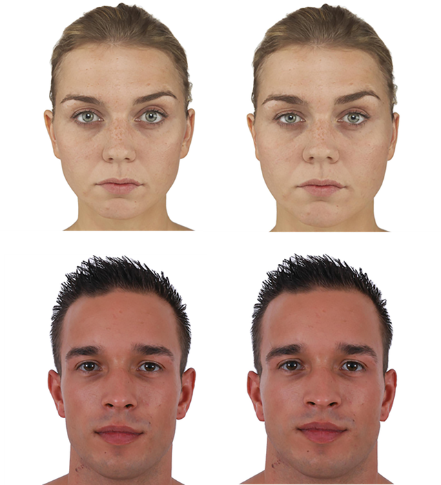 Ezeket a fotókat használták a kutatók: ugyanaz a két személy más-más BMI-vel