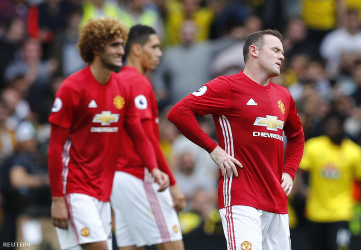 Wayne Rooney és csapattársai a Watford elleni mérkőzésen, 2016. szeptember 18-án.