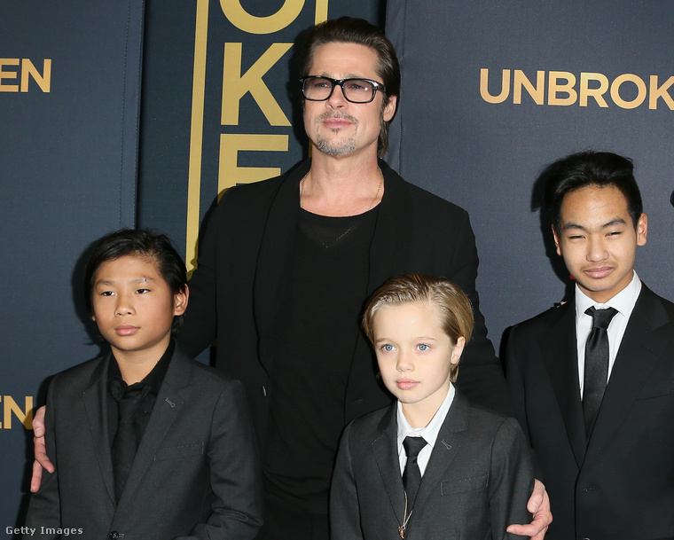 Brad Pitt és három gyereke