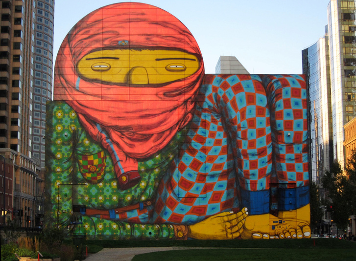 OSGEMEOS; The Dewey Square - falfestmény
