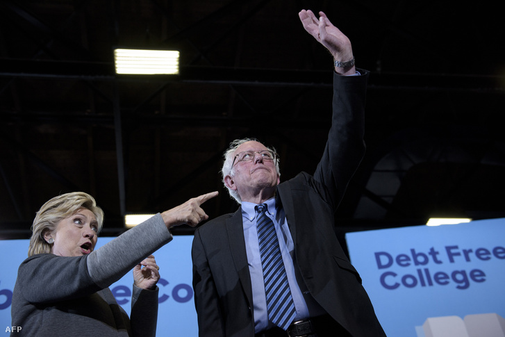 Bernie Sanders és Hillary Clinton New Hamphsire-i egyetemen tartott kampányrendezvényen