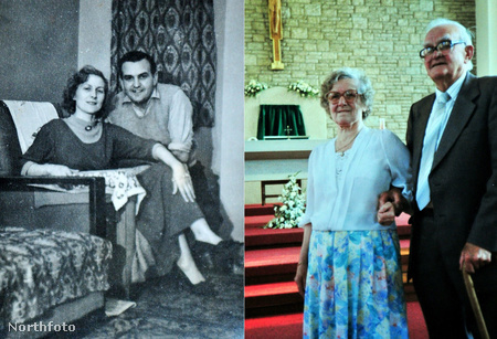 Ted és Mary Williams 1957-ben és aranylakodalmukon