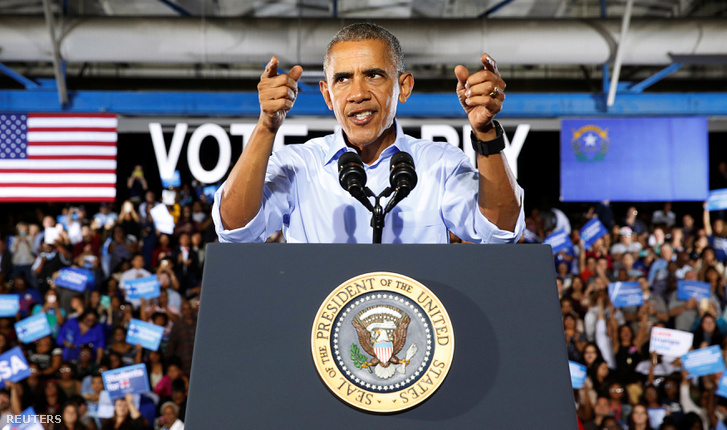 Barack Obama amerikai elnök Las Vegasban kampányol Hillary Clinton oldalán, 2016. október 23-án.