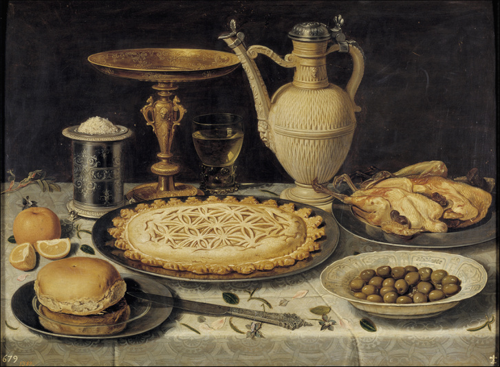 Clara Peeters: Asztal naranccsal, olivával és pitével (1611)