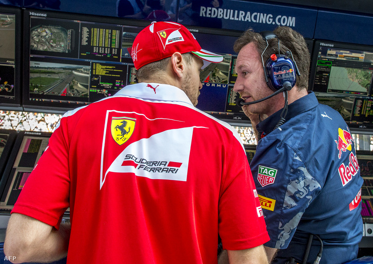 Vettel és Chris Horner idén, egy korábbi futamon