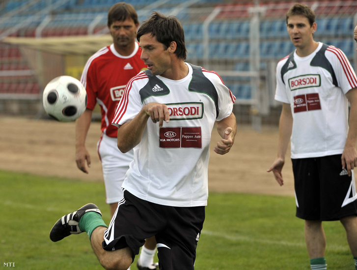 Lőw Zsolt és Gera Zoltán a magyar labdarúgó válogatott edzésén 2008-ban