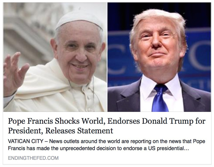 pope trump fake news facebook