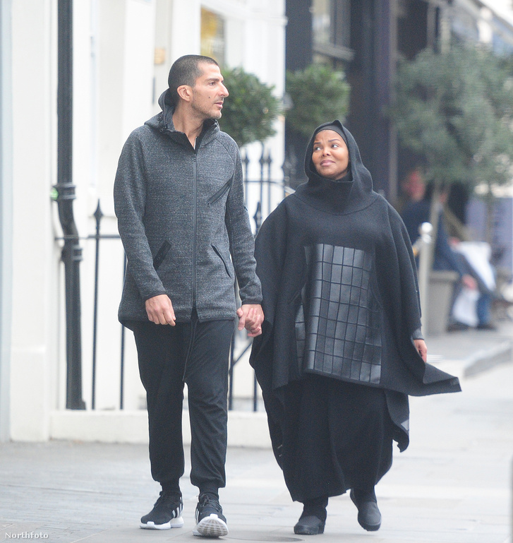 Janet Jackson és férje sétálnak egy londoni utcán 2016 végén.